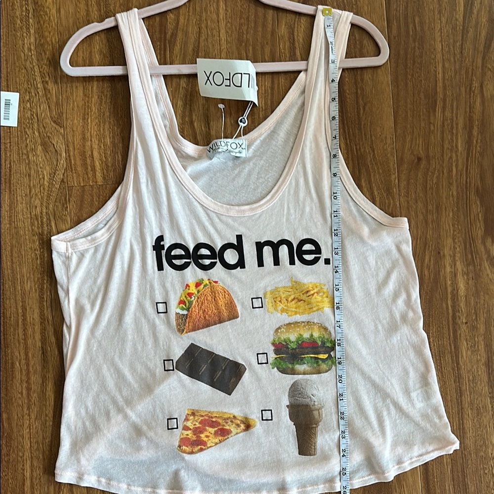 NWT Wildfox Women's Pink Graphic Junk Food Feed Me Tank Top Large - Picture 7 of 8